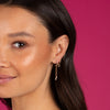  Diamond Bezel Dangling Huggie Earring 14K - Adina Eden's Jewels