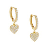 Gold Pavé Mini Heart Huggie Earring - Adina Eden's Jewels