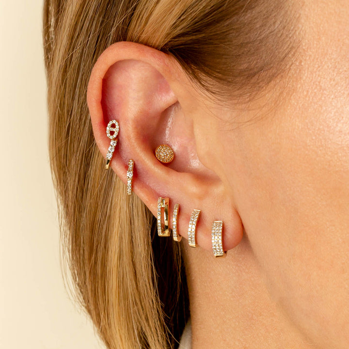  Three Stone Diamond Huggie Earring 14K - Adina Eden's Jewels