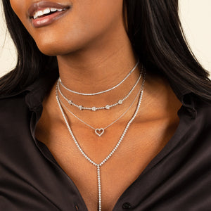  Heart Diamond Tennis Choker 14K - Adina Eden's Jewels