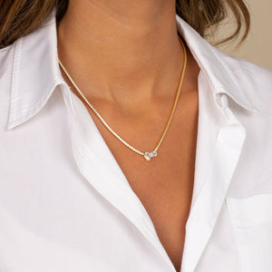  Teardrop X Emerald Bezel-Set Thin Tennis Necklace - Adina Eden's Jewels