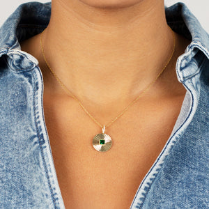  Colored Square Bezel Ridged Coin Necklace Charm - Adina Eden's Jewels