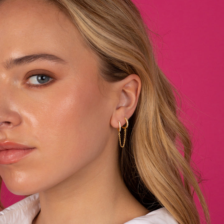 Double hoop chain earrings on sale