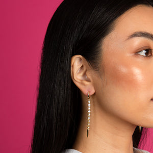  CZ Drop Down Spike Huggie Earring - Adina Eden's Jewels