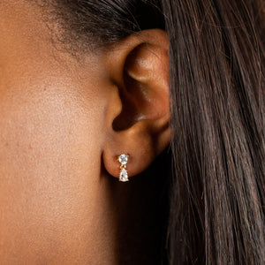  Colored Solitaire x Teardrop Stud Earring - Adina Eden's Jewels