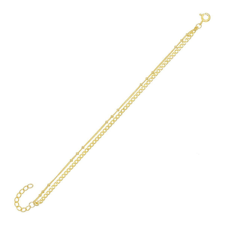 Gold Cuban Link X Ball Chain Bracelet - Adina Eden's Jewels