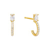 Gold / Oval Stone Hoop Stud Earring - Adina Eden's Jewels