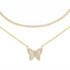 Pearl White The Thin Tennis & Butterfly Necklace Combo Set - Adina Eden's Jewels