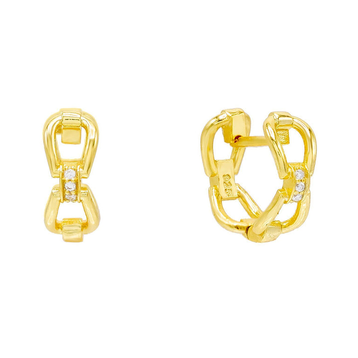 Gold Cuban Chain Huggie Earring - Adina Eden's Jewels