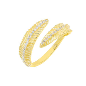 Gold Pavé Leaf Ring - Adina Eden's Jewels
