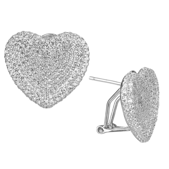 Silver Large Pavé Heart Earring - Adina Eden's Jewels
