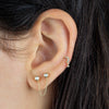  Diamond Double Bezel Chain Stud Earring 14K - Adina Eden's Jewels