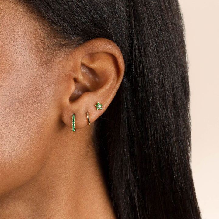  Diamond X Colored Gemstone Flower Stud Earring 14K - Adina Eden's Jewels