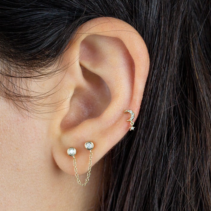  Diamond Mini Celestial Stud Earring 14K - Adina Eden's Jewels