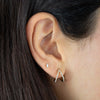  Diamond Double Hoop Huggie Earring 14K - Adina Eden's Jewels