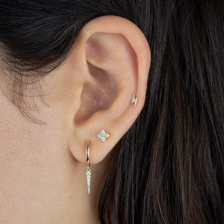  Diamond Tiny Lightning Bolt Stud Earring 14K - Adina Eden's Jewels