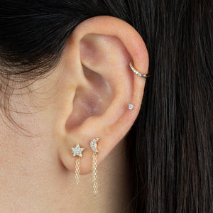  CZ Star Chain Stud Earring 14K - Adina Eden's Jewels