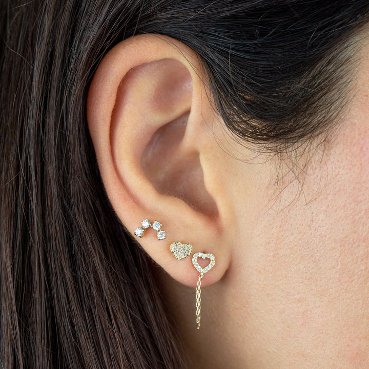  Mini Pavé Heart Threaded Stud Earring 14K - Adina Eden's Jewels