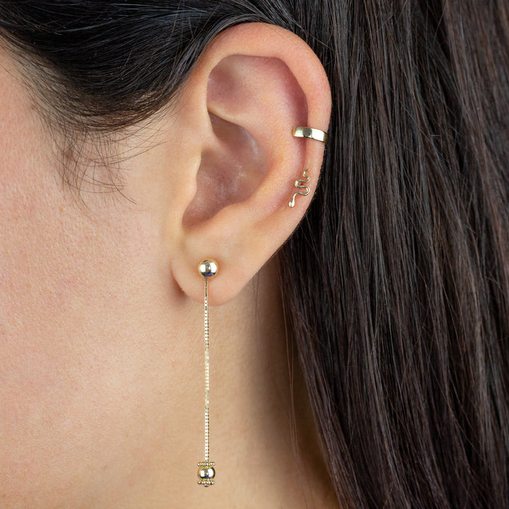  Box Chain Charm Drop Stud Earring 14K - Adina Eden's Jewels