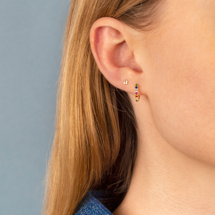  CZ Mini Rainbow Huggie Earring - Adina Eden's Jewels