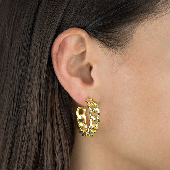  Chunky Cuban Chain Hoop Earring - Adina Eden's Jewels