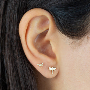  CZ Mini Dragonfly Stud Earring 14K - Adina Eden's Jewels