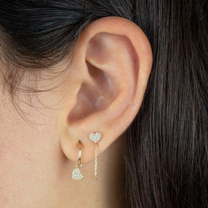  Pavé Heart Chain Stud Earring 14K - Adina Eden's Jewels