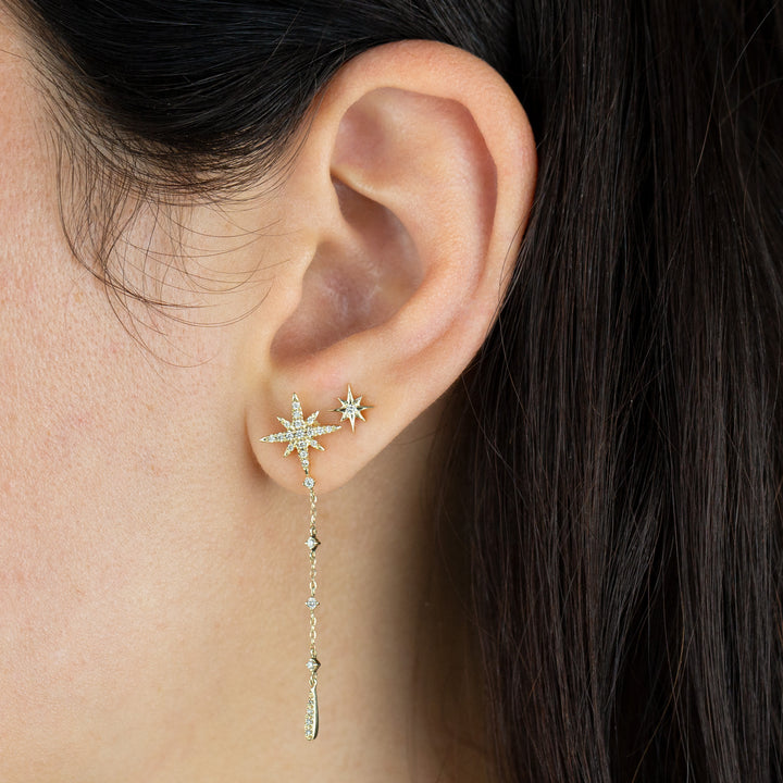  Diamond Starburst Drop Stud Earring 14K - Adina Eden's Jewels