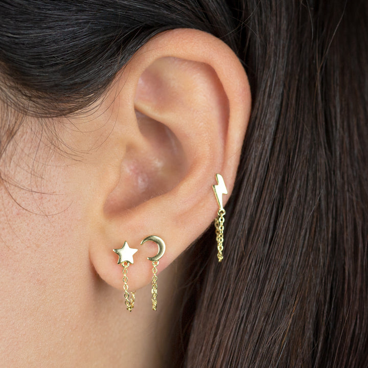  Tiny Star Chain Stud Earring - Adina Eden's Jewels