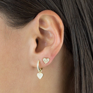  CZ X Pearl Heart Huggie Earring - Adina Eden's Jewels