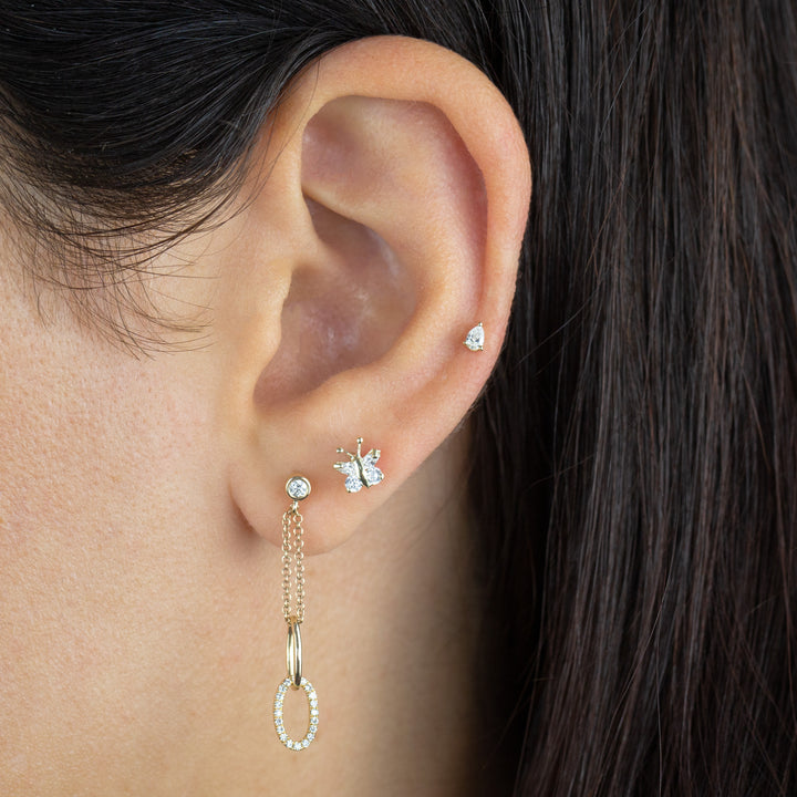  Diamond Oval Drop Stud Earring 14K - Adina Eden's Jewels