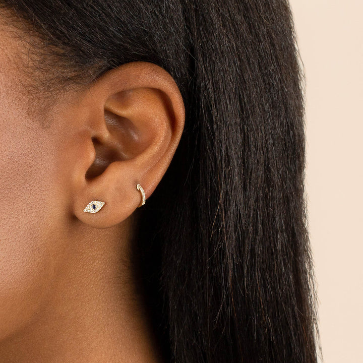  Diamond Sapphire Evil Eye Stud Earring 14K - Adina Eden's Jewels