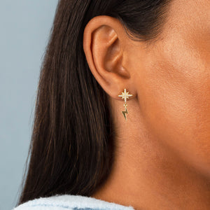  Pavé Starburst X Lightning Stud Earring - Adina Eden's Jewels