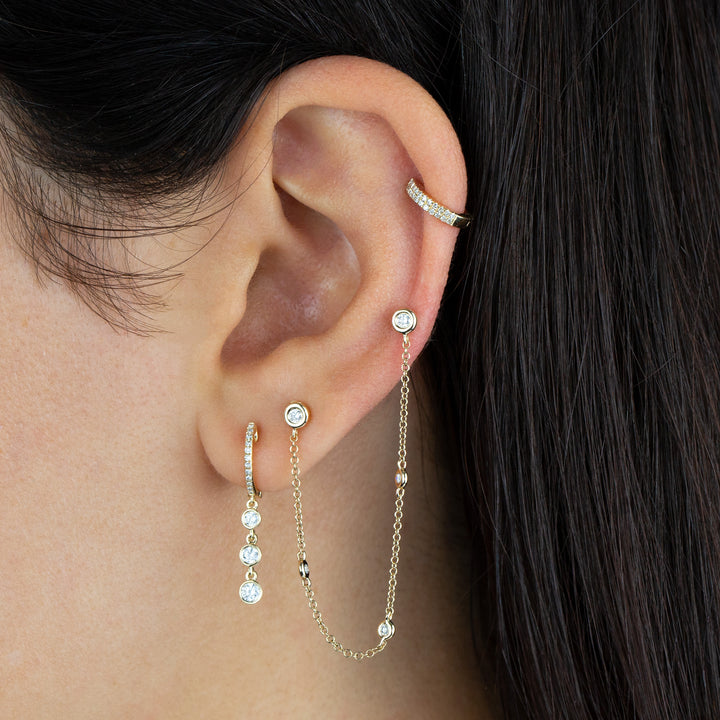  Diamond Bezel Drop Huggie Earring 14K - Adina Eden's Jewels