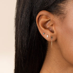  Solid Lightning Chain Stud Earring 14K - Adina Eden's Jewels