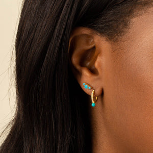  Pavé Turquoise Stone Huggie Earring - Adina Eden's Jewels