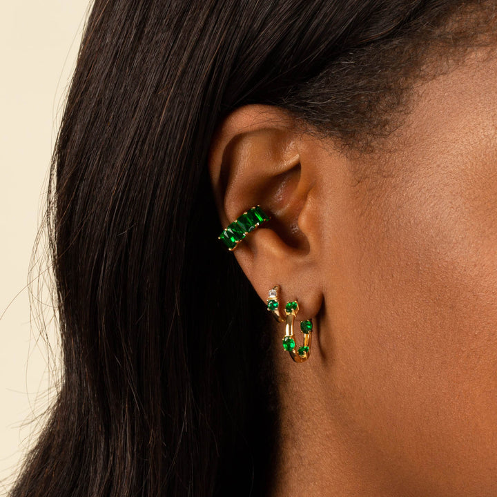  Colored CZ X Enamel Hoop Earring - Adina Eden's Jewels