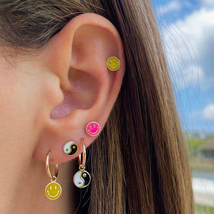  Enamel Yin & Yang Stud Earring 14K - Adina Eden's Jewels