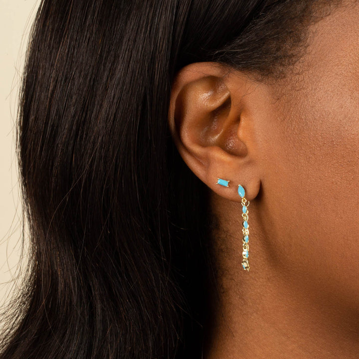  Turquoise Chain Drop Stud Earring - Adina Eden's Jewels