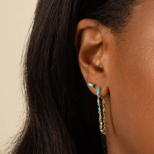  Turquoise Chain Drop Stud Earring - Adina Eden's Jewels