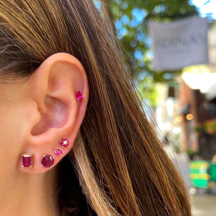  Diamond Mini Colored Flower Stud Earring 14K - Adina Eden's Jewels