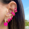  CZ Enamel Link Hoop Earring - Adina Eden's Jewels
