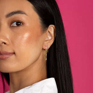  Pavé Bezel Chain Huggie Earring - Adina Eden's Jewels