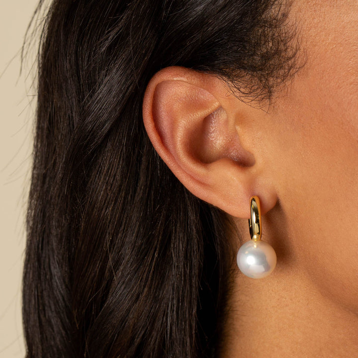  Pearl Dangle Huggie Earring - Adina Eden's Jewels