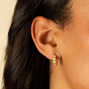  Thin Pavé Braided Hoop Earring - Adina Eden's Jewels