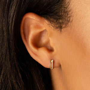  Double Row Braided Pavé Diamond Huggie Earring 14K - Adina Eden's Jewels