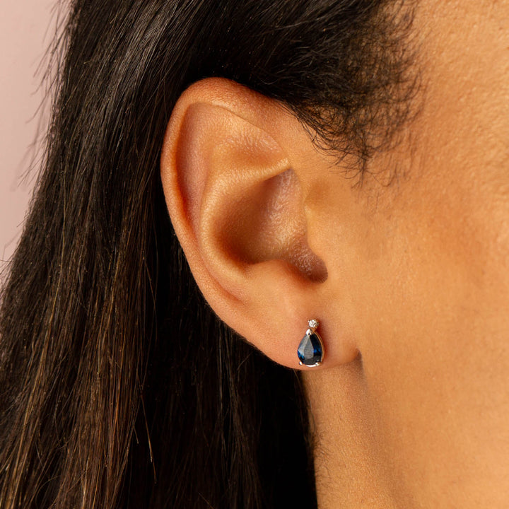  Sapphire Teardrop Stud Earring 14K - Adina Eden's Jewels