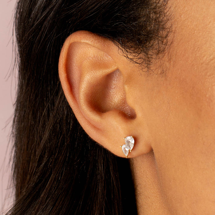  Double Teardrop Stud Earring - Adina Eden's Jewels