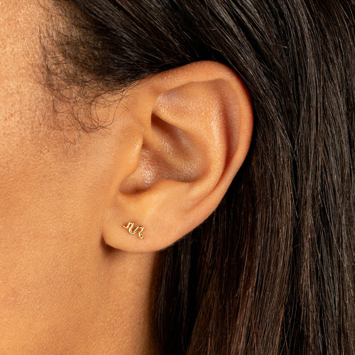  Mini Snake Threaded Stud Earring 14K - Adina Eden's Jewels