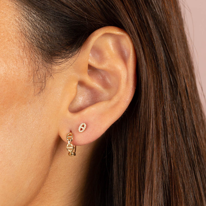  Diamond Mini Mariner Stud Earring 14K - Adina Eden's Jewels